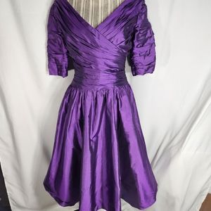 Vintage Catherine Regehr Sophy Curson Purple 100% Silk Formal Dress Size Small